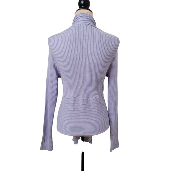 pop ulation Size L Light Lavender Drape Tie Front Cardigan Sweater - Picture 3 of 11